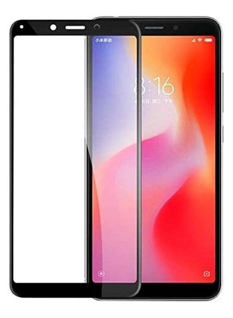 5D Tempered Glass for Xiaomi Redmi 6A Full Screen Protector - Black Frame 