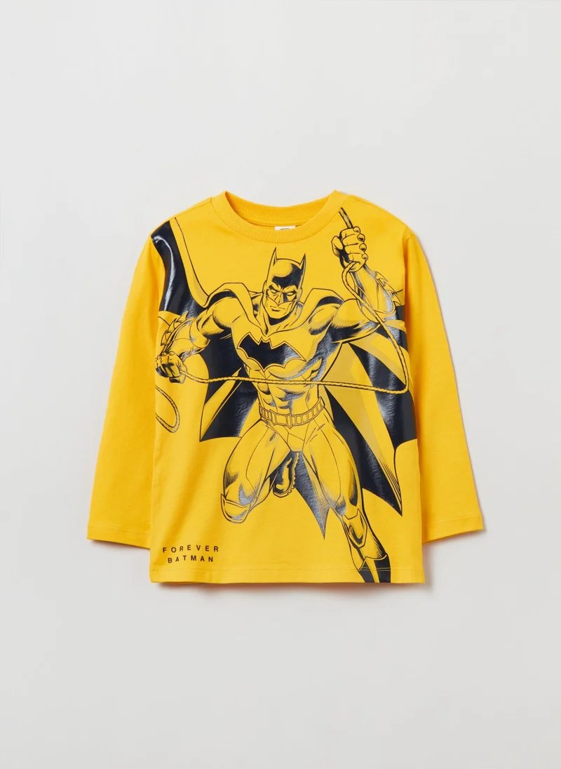 او في اس T-Shirt With Batman Print And Long Sleeves