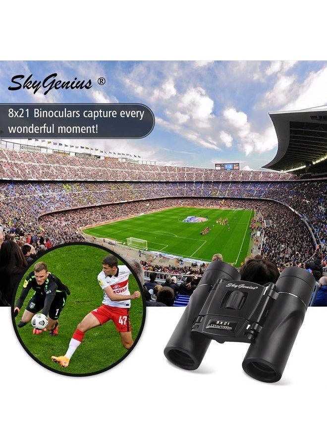 SkyGenius 8x21 Small Compact Lightweight Binoculars for Concert Theater Opera .Mini Pocket Folding Binoculars w/Fully Coated Lens for Travel Hiking Bird Watching Adults Kids(0.38lb)  - Image 5