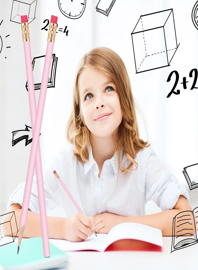 Weekgrat 24 Pcs Round Pencils with Eraser 2 HB Cute Pencils Bulk for School Graphite Wood Color Unsharpened Pencil for Drawing Sketching Wedding School Teacher Supplies Student Reward(Pink) - Image 5