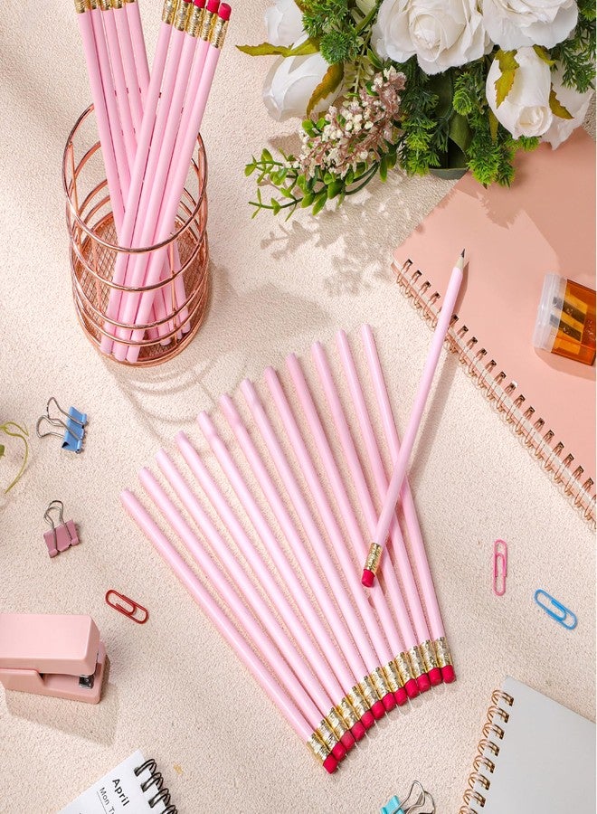 Weekgrat 24 Pcs Round Pencils with Eraser 2 HB Cute Pencils Bulk for School Graphite Wood Color Unsharpened Pencil for Drawing Sketching Wedding School Teacher Supplies Student Reward(Pink) - Image 3