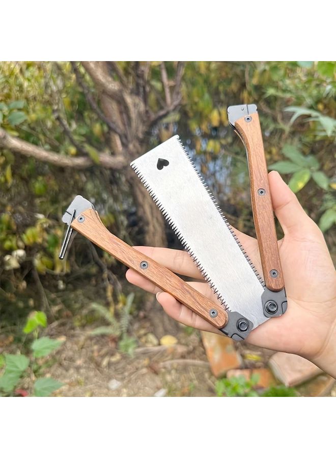 New Folding Butterfly Double Sided Pocket Saw Wooden Handle 31cm Blade For Home Garden - Image 1
