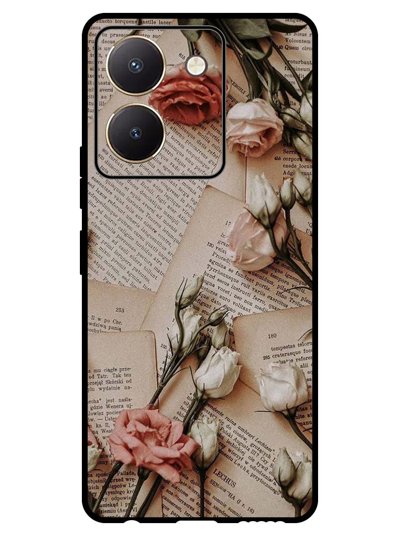 Theodor Protective Case Anti Scratch Shock Proof Bumper Cover For Vivo Y77t Books and Flowers - Image 1
