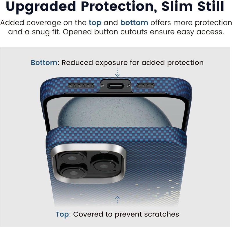 pitaka for iPhone 16 Pro Max Case Compatible with MagSafe, Thin & Light Case iPhone 16 Pro Max with a Caseless Feel, 1500D Aramid Fiber Woven [Tactile Woven-Milky Way Galaxy] - Image 5