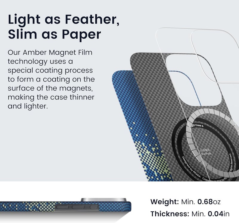 pitaka for iPhone 16 Pro Max Case Compatible with MagSafe, Thin & Light Case iPhone 16 Pro Max with a Caseless Feel, 1500D Aramid Fiber Woven [Tactile Woven-Milky Way Galaxy] - Image 4