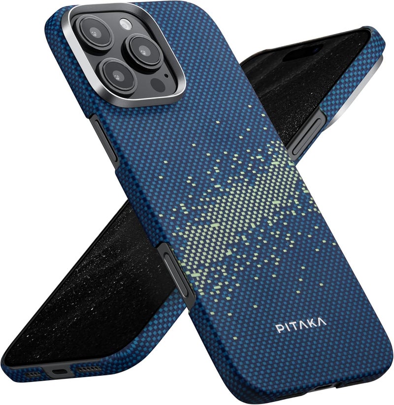 pitaka for iPhone 16 Pro Max Case Compatible with MagSafe, Thin & Light Case iPhone 16 Pro Max with a Caseless Feel, 1500D Aramid Fiber Woven [Tactile Woven-Milky Way Galaxy] - Image 1