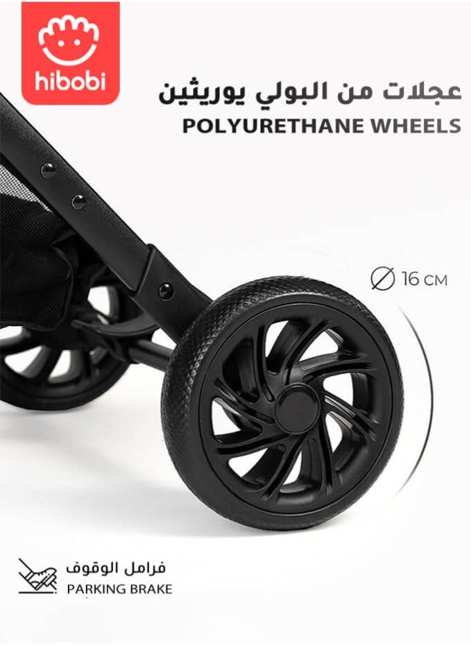Lightweight Foldable Baby Stroller with Reversible Handle, Full Recline Seat, Ventilated Canopy, One-Hand Fold, Shock-Absorbing Wheels,From Newborns to Toddler, for Travel & Shopping, Black