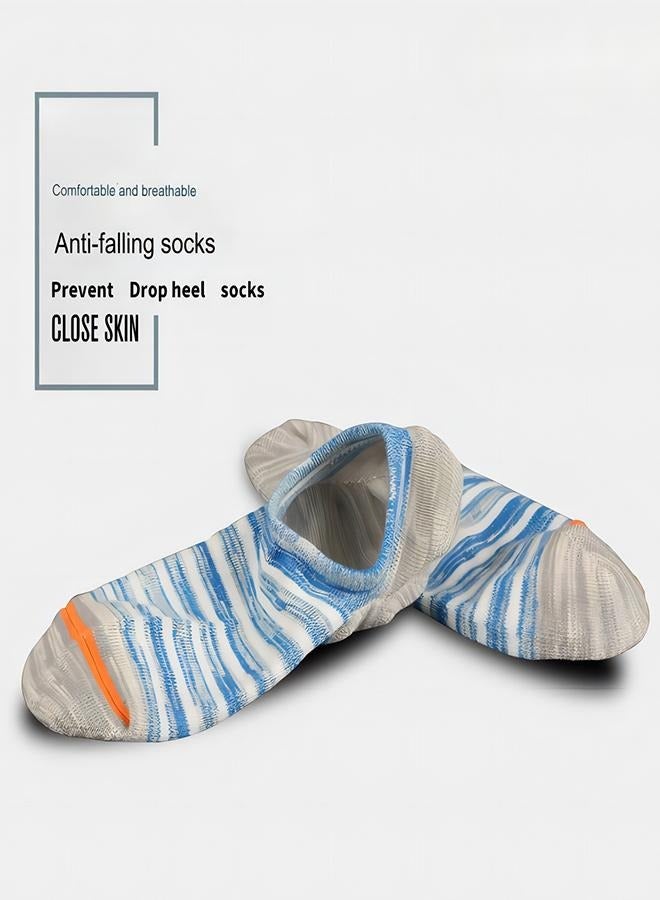 5 أزواج من الجوارب الرجالية بدون عرض - جوارب منخفضة القطع مضادة للانزلاق من القطن والسيليكون مضادة للانزلاق بدون عرض جوارب قارب مخططة - Image 3