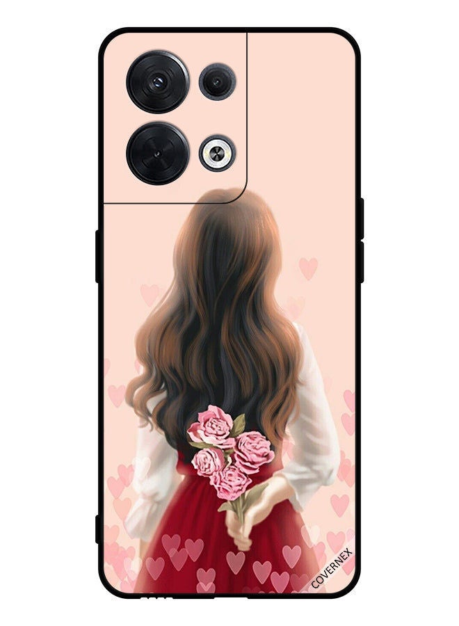 Covernex Protective Case Cover For Oppo Reno8 Girl Hiding Flowers - Image 1