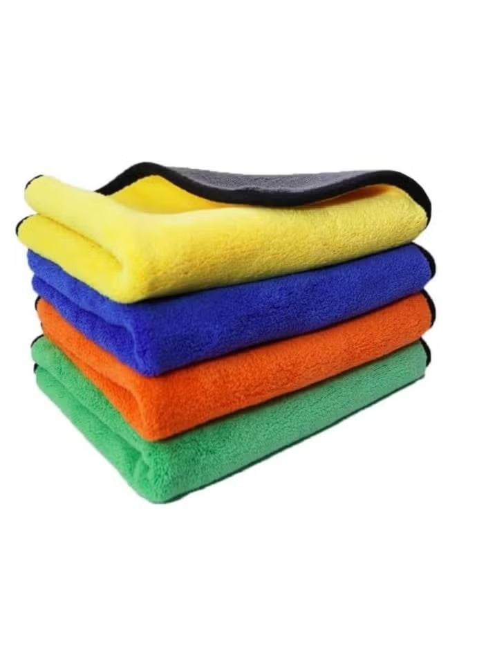4-Piece Microfiber Cloth Set, Multi-Color for Versatile Use – Microfiber Cleaning Cloth for Car, Kitchen, and Glass – Double-Sided Towels for Drying and Polishing, Thick and Highly Absorbent, Cleaning Cloth for Kitchen, Glass, and Wood – Dust-Resistant Silk Cloth, Wipe for Glass, Wood Polish – Microfiber Kitchen Towels – Microfiber Towel - Image 1