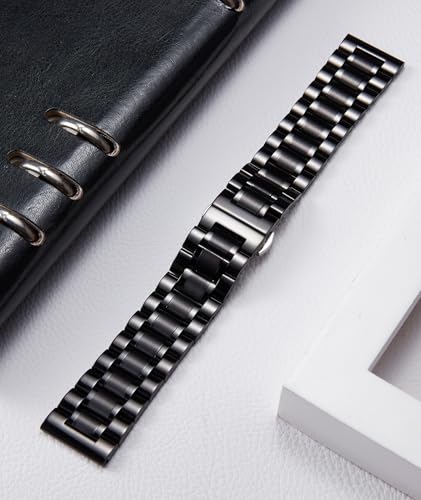BINLUN Stainless Steel Watch Bands Quick Release 12mm-24mm Universal Metal Replacement Watch Straps SmartWatch Bracelets Links Straight & Curved Ends Men Women 6 Colors(Black,19mm) - Image 2