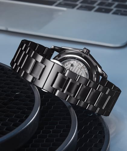 BINLUN Stainless Steel Watch Bands Quick Release 12mm-24mm Universal Metal Replacement Watch Straps SmartWatch Bracelets Links Straight & Curved Ends Men Women 6 Colors(Black,19mm) - Image 4