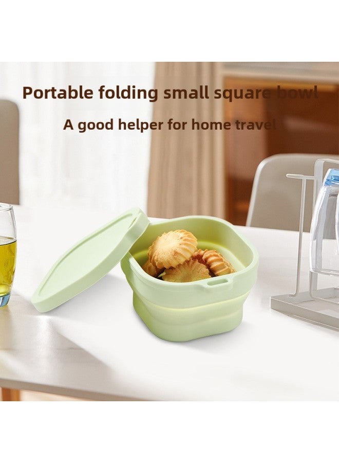 Silicone Folding Bowl Food Grade Outdoor Travel Portable Lunch Box Suit Travel Compressible Silicone Bowl Wholesale-Specifications:750ml-Color:Mint Green  - Image 2