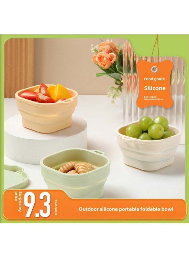 Silicone Folding Bowl Food Grade Outdoor Travel Portable Lunch Box Suit Travel Compressible Silicone Bowl Wholesale-Specifications:750ml-Color:Mint Green  - Image 1