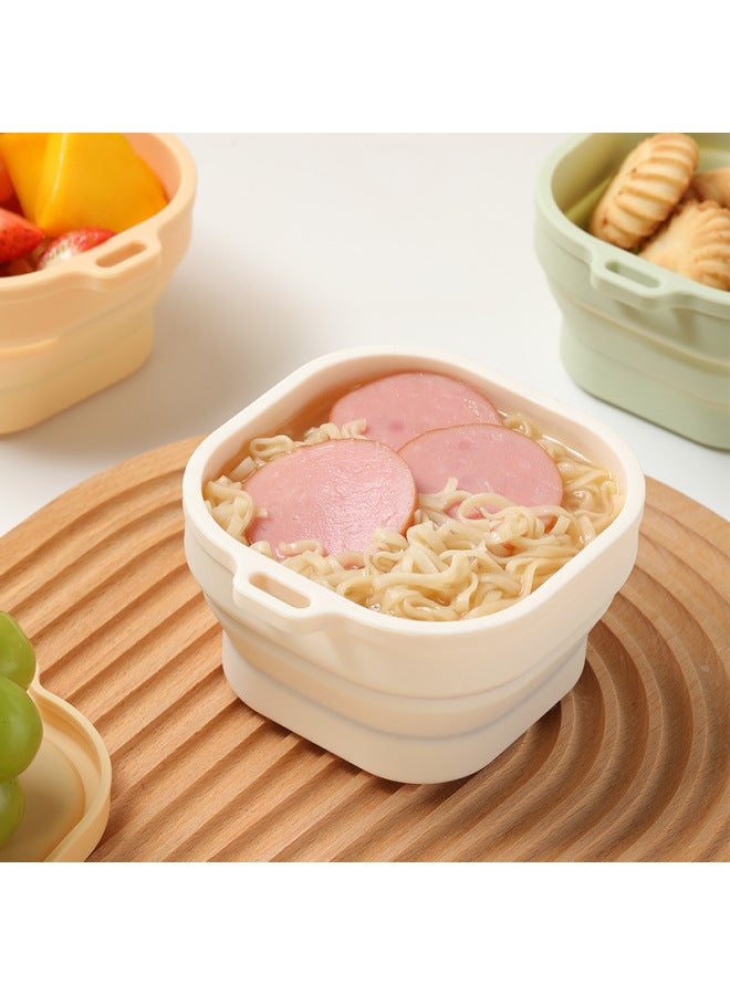Silicone Folding Bowl Food Grade Outdoor Travel Portable Lunch Box Suit Travel Compressible Silicone Bowl Wholesale-Specifications:750ml-Color:Mint Green  - Image 3