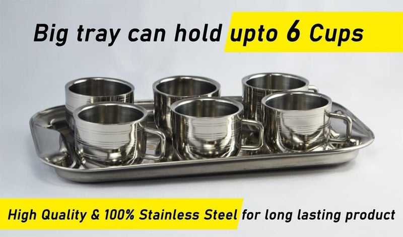 Nirvika Stainless Steel Serving Tray/Lemon Platter with Steel Finish, Rectangular Multipurpose Tray, Set of 2 … - Image 4
