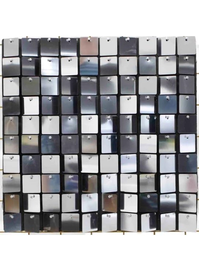 لوحة فضية لامعة للحفلات 30 × 30 × 30 سم فضية - Image 3