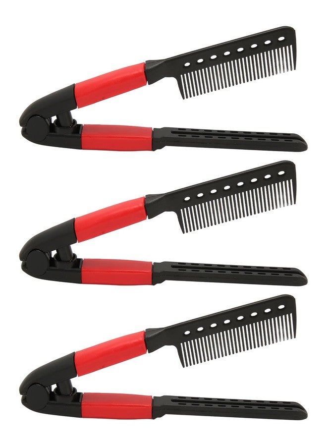 Semme 3Pcs V Shaped Styling Hair Comb for Straightening Knotty and Unkempt Hair, High Temperature Resistant, Lightweight and Portable Comb with Rounded Teeth - Image 1