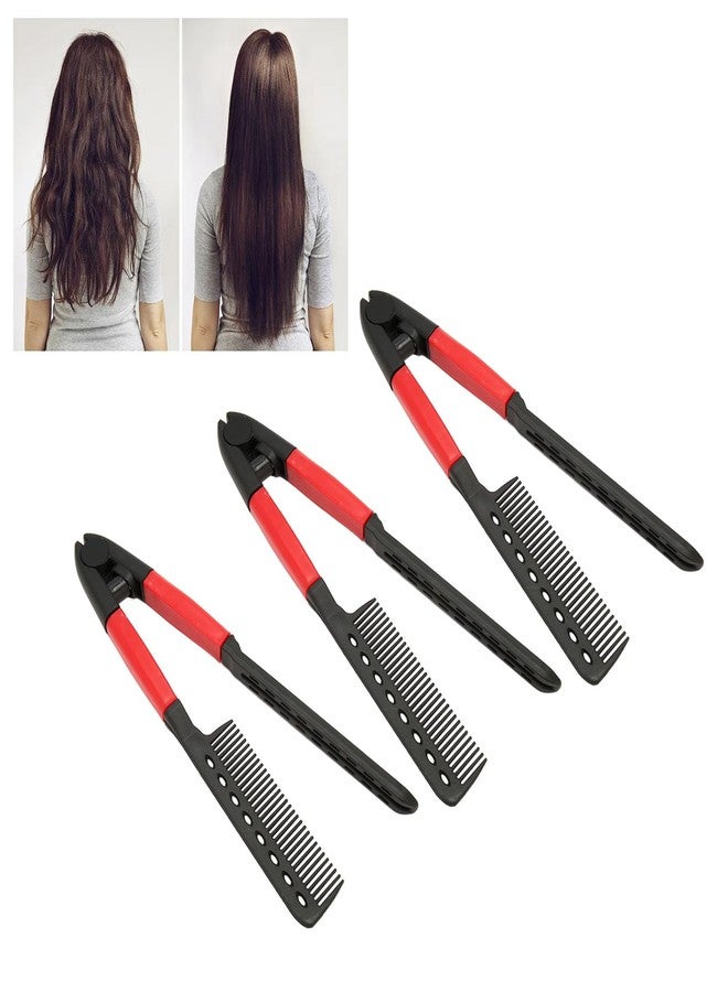 Semme 3Pcs V Shaped Styling Hair Comb for Straightening Knotty and Unkempt Hair, High Temperature Resistant, Lightweight and Portable Comb with Rounded Teeth - Image 4