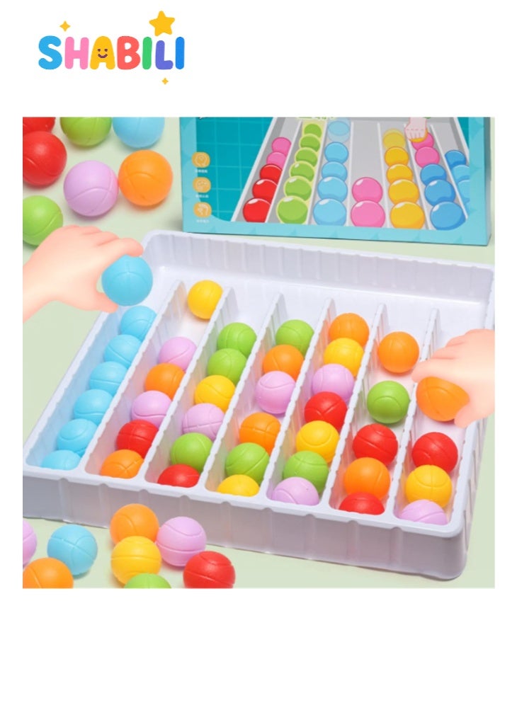 شبيلي لعبة كرات فرز الألوان بقوس قزح على طريقة مونتيسوري، لعبة لوحية للتصنيف والتكديس بكرات كبيرة 3.5 سم لتنمية المهارات الحركية الدقيقة والعد، لعبة تعليمية للأسرة والفصل للأطفال والبالغين - Image 4