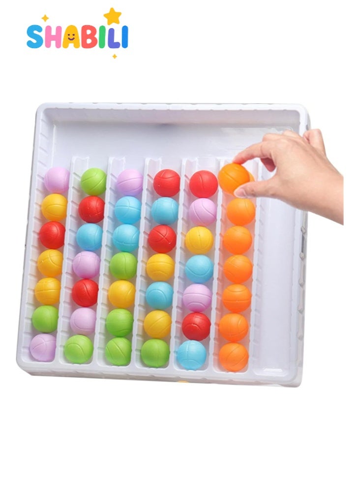 شبيلي لعبة كرات فرز الألوان بقوس قزح على طريقة مونتيسوري، لعبة لوحية للتصنيف والتكديس بكرات كبيرة 3.5 سم لتنمية المهارات الحركية الدقيقة والعد، لعبة تعليمية للأسرة والفصل للأطفال والبالغين - Image 1