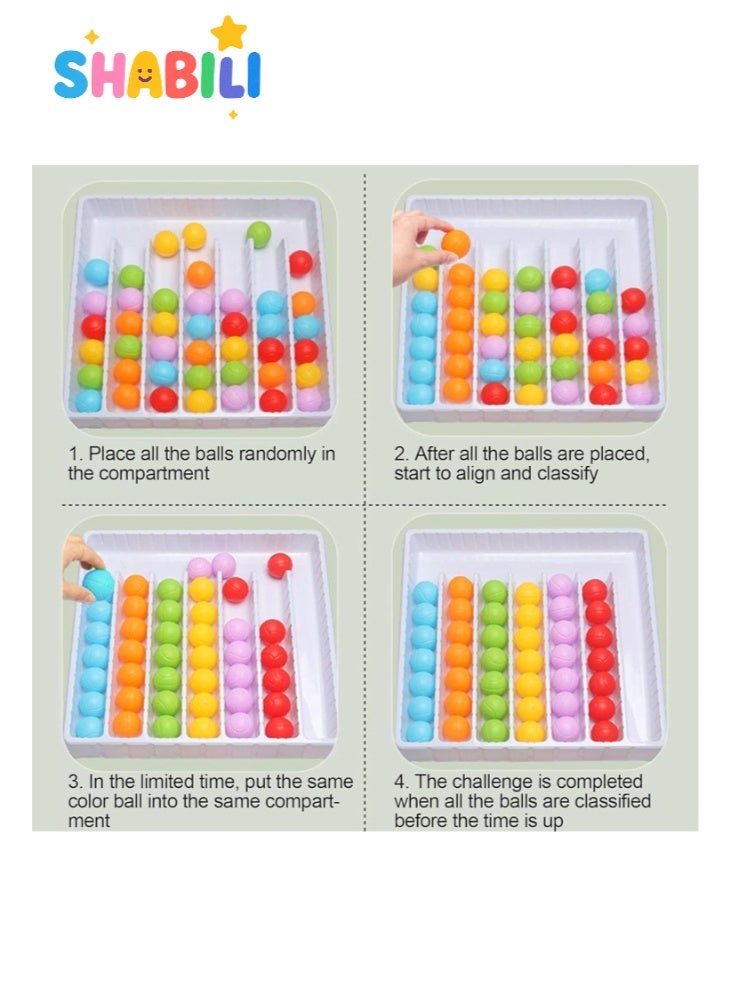 شبيلي لعبة كرات فرز الألوان بقوس قزح على طريقة مونتيسوري، لعبة لوحية للتصنيف والتكديس بكرات كبيرة 3.5 سم لتنمية المهارات الحركية الدقيقة والعد، لعبة تعليمية للأسرة والفصل للأطفال والبالغين - Image 5