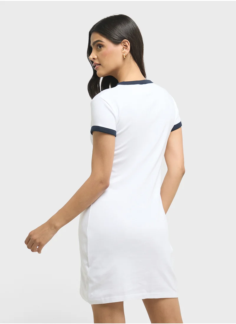 GUESS Logo Crew Neck Bodycon Dress