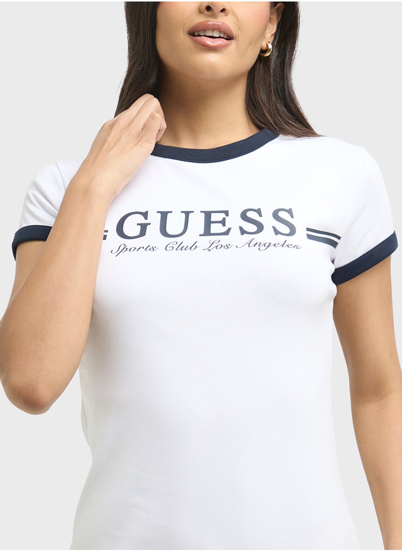 GUESS Logo Crew Neck Bodycon Dress  - Image 3