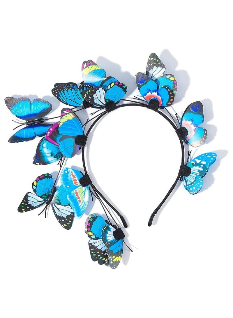 Bohemian Butterfly Fascinator Hat, Blue Headband for Bridal, Prom, Birthday, Cosplay, Tea Party, Hair Accessories for Women & Girls  - Image 1