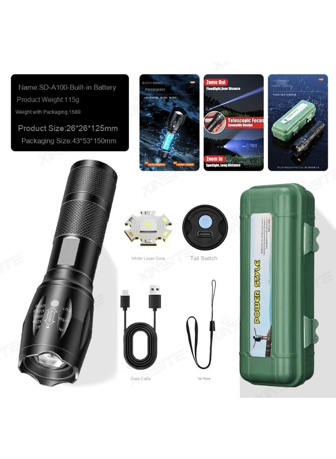 NIBEMINENT USB Rechargeable Bright Flashlight - Portable Aluminum Alloy Outdoor Lighting Tool