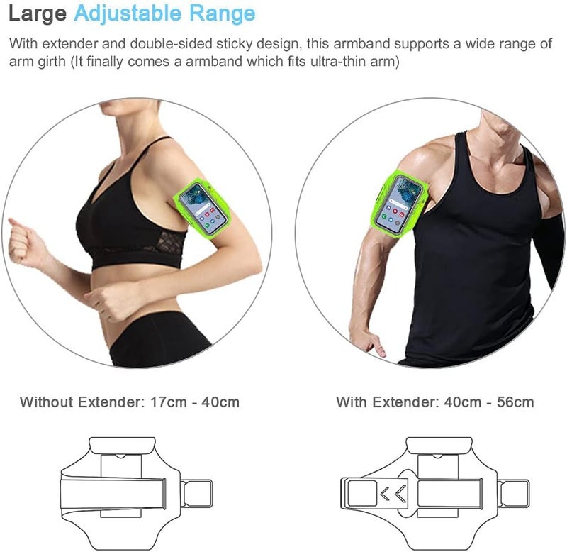 JEMACHE Armband for Samsung Galaxy S25 S24 S23 S22 S21 Ultra/Plus/FE, Gym Running Workouts Arm Band with Earbuds Holder (Green) - Image 4