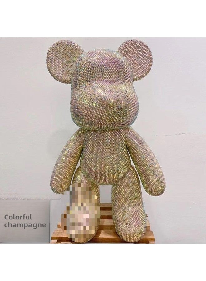 Sticker Drill Bear Handmade Sticker Drill Bear 23 Material Bag Ornaments Diamond Hand Bear Sticker Drill Doll-Color:Colorful Champagne + Diy Material Pack-Height:34cm