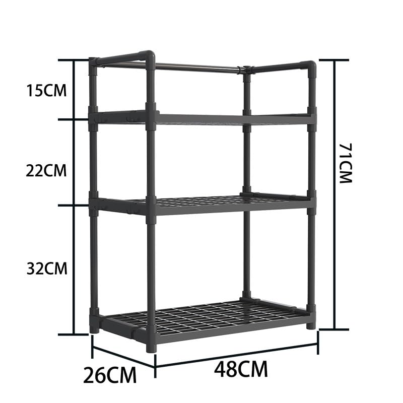 MUGATH Stainless Steel Kitchen Organizer - 3 Tier Spice Container, Utensils, Jar Holder & Cup Glass Rack - Countertop, Tabletop Shelf (Black) - Image 2