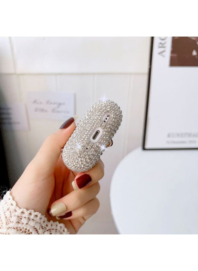 Generic - Suitable For Apple Airpods Pro2 Headset Rhinestone Pro2 Chain Drill Storage Box Diamond Bluetooth Headset-Color:White-Applicable Model:Airpods Pro2 - Image 1