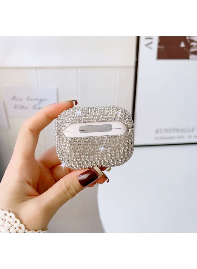 Generic - Suitable For Apple Airpods Pro2 Headset Rhinestone Pro2 Chain Drill Storage Box Diamond Bluetooth Headset-Color:White-Applicable Model:Airpods Pro2 - Image 1