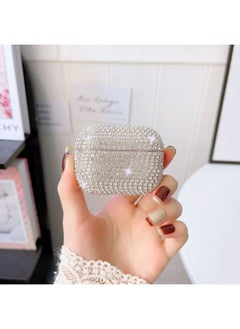 Suitable For Apple Airpods Pro2 Headset Rhinestone Pro2 Chain Drill Storage Box Diamond Bluetooth Headset-Color:White-Applicable Model:Airpods Pro2
