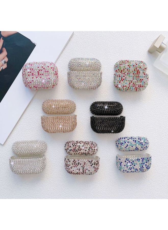 Generic - Suitable For Apple Airpods Pro2 Headset Rhinestone Pro2 Chain Drill Storage Box Diamond Bluetooth Headset-Color:White-Applicable Model:Airpods Pro2 - Image 1