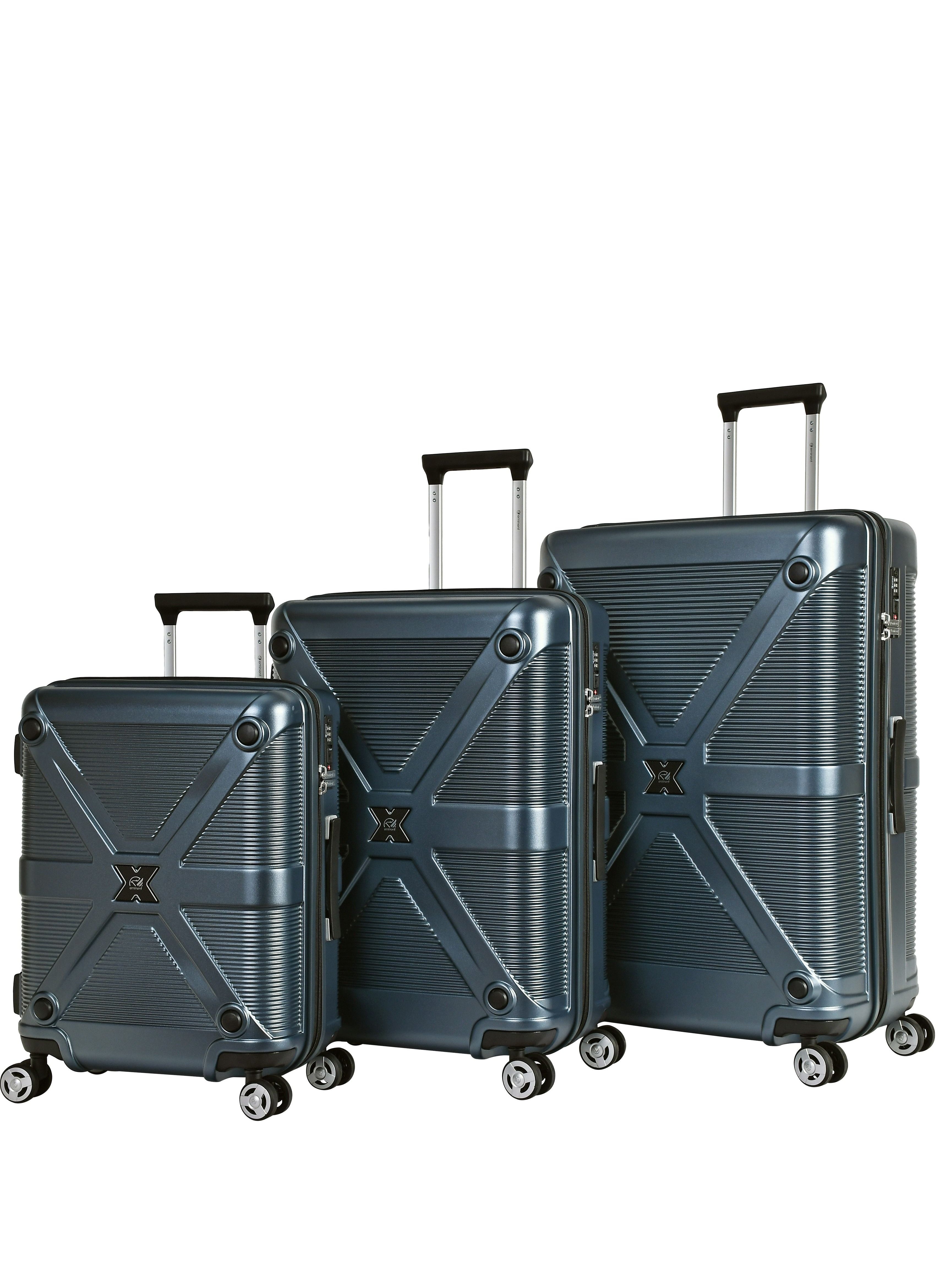 Hard Case Suitcase Trolley Luggage Set of 3 Polycarbonate Lightweight 4 Quiet Double Spinner Wheels Travel Bags With TSA Lock KJ97 Graphite 