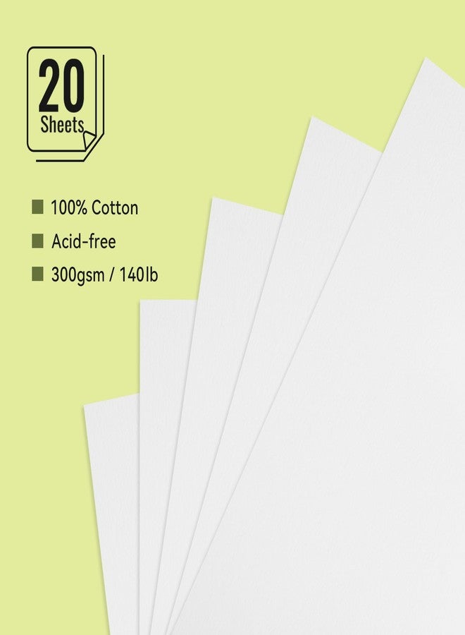 Lightwish Square Watercolor Sketchbook,100% Cotton,300gsm/140lb,Acid-Free,Hot Press Watecolor Paper Journal for Artists Adults Students,20 Sheets,8.27 * 8.27 Inches - Image 3