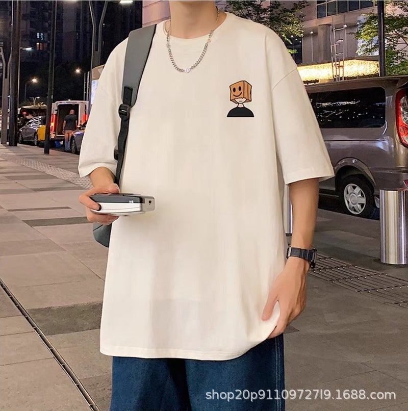 Hong Kong Style Printed Short-Sleeved T-Shirt for Men – Loose Fit Cartoon Design - Image 3