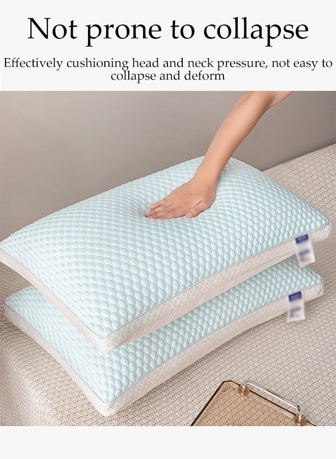 DUNISO 1 Pair of Ergonomically Comfortable Sleep Pillows Medium Support Comfortable Hollowfibre Pillow Breathable Washable 3D Structured Massage Granule Pillow for Neck, Back, Side Sleepers - Image 2