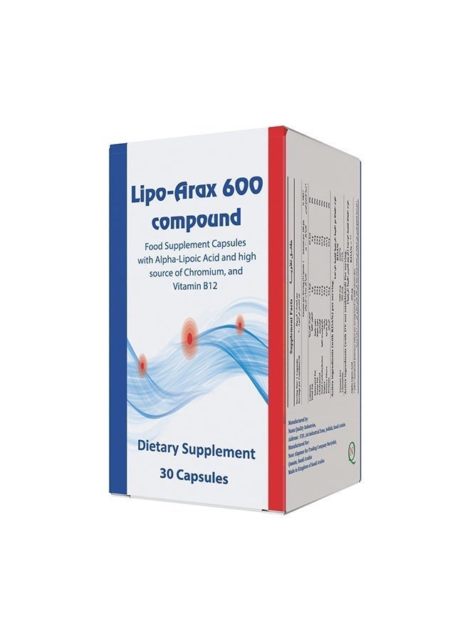 Noor AlQmar Lipo-Arax Compound 600 For Nerve Support And Overall Health Improvement - 30 Capsules - Image 1