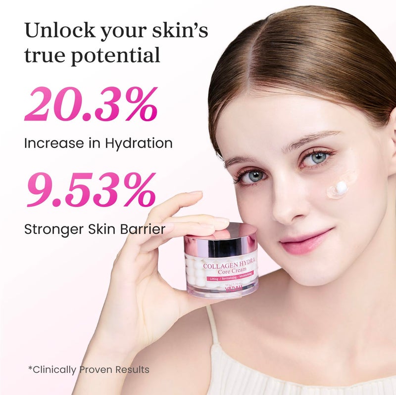 YADAH كريم ياده كولاجين هيدرا كور (50 جرام) - ترطيب، العناية بالتجاعيد، العناية بالتثبيت. كولاجين منخفض الجزيئات، حمض الهيالورونيك. - Image 4