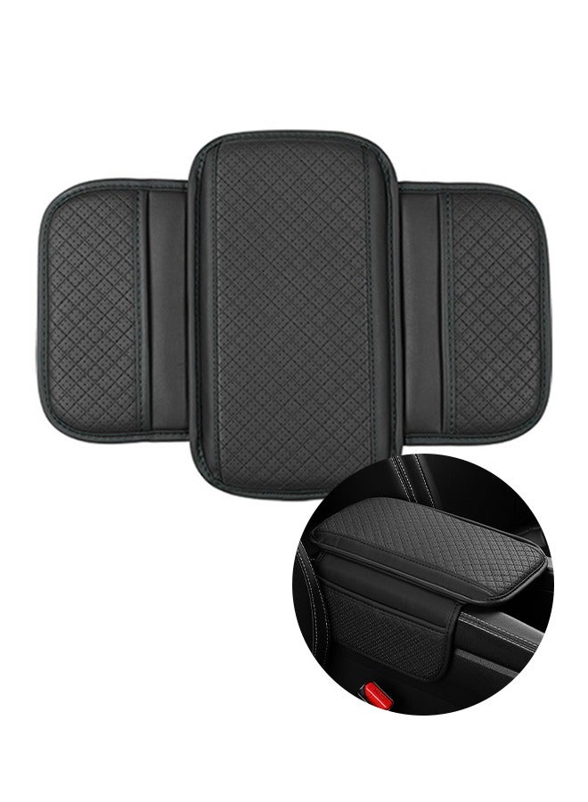 Generic Premium Leather Car Armrest Pads, Car Armrest Booster Pads with 2 Storage Bags, Auto Center Console Pad with Side Storage,for Most Vehicle, SUV, Truck (Black) - Image 1