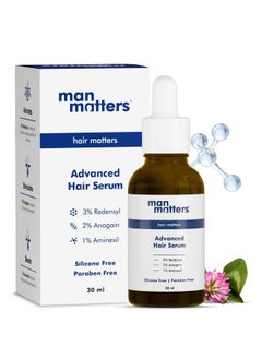 Man Matters Advanced Hair Growth Serum ; Powered With 23% Actives [ 3% Redensyl 2% Anagain & 1% Aminexil ] ; Reactivate Hair Cells Improves Hair Density & Promotes Hair Growth ; Paraben & Sulfate Free ; 30Ml  - Image 1