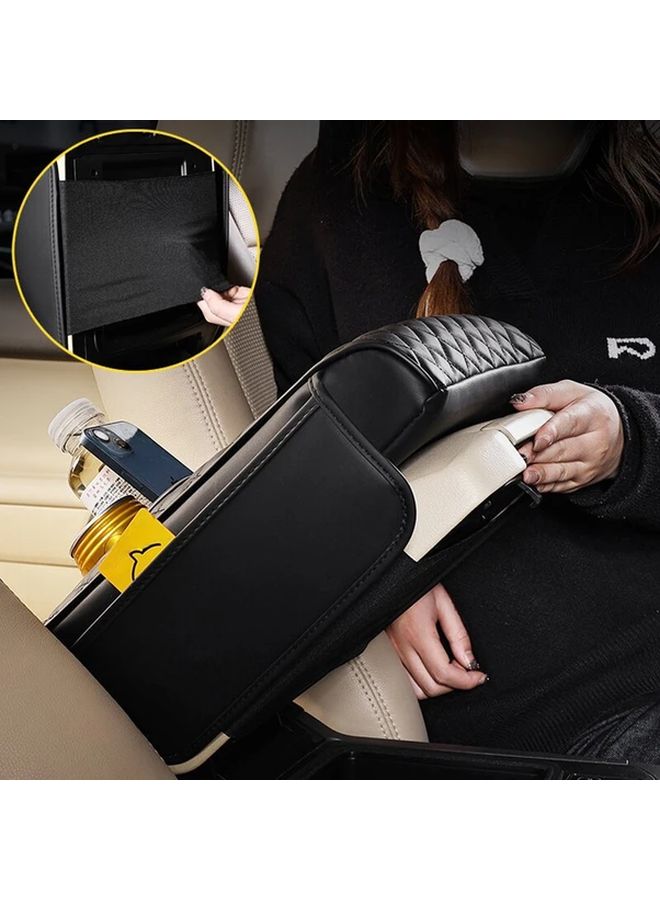 Red Car Armrest Box Cover With Cup Holders And Tissue Storage Ergonomic Design - Image 3