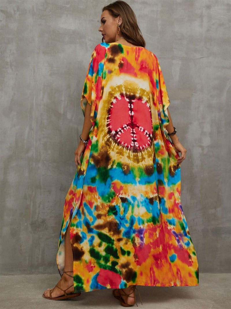 IMAGEKOPE Kaftan Dresses for Women Plus Size Bathing Suit Cover up Caftan Maxi Beach Dresses - Image 3