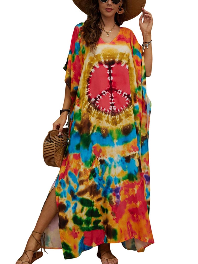 IMAGEKOPE Kaftan Dresses for Women Plus Size Bathing Suit Cover up Caftan Maxi Beach Dresses - Image 1