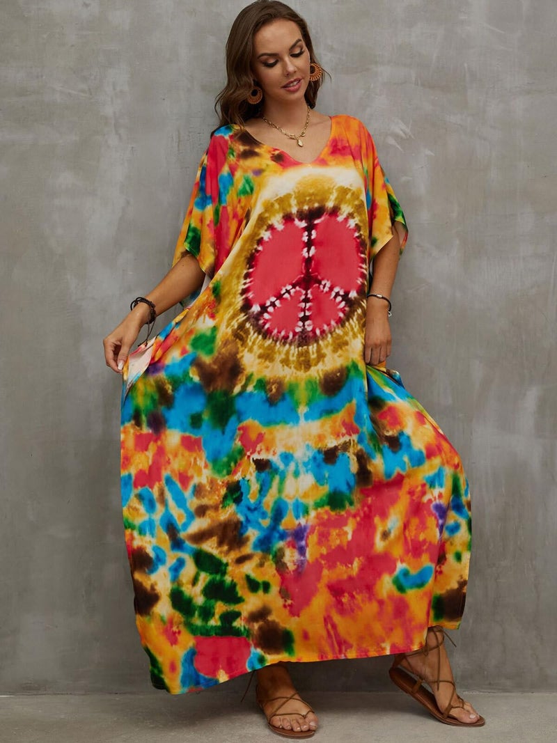 IMAGEKOPE Kaftan Dresses for Women Plus Size Bathing Suit Cover up Caftan Maxi Beach Dresses - Image 2