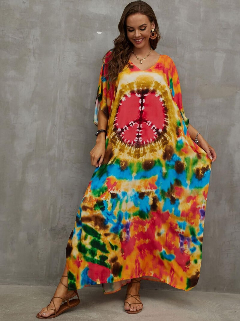 IMAGEKOPE Kaftan Dresses for Women Plus Size Bathing Suit Cover up Caftan Maxi Beach Dresses - Image 5